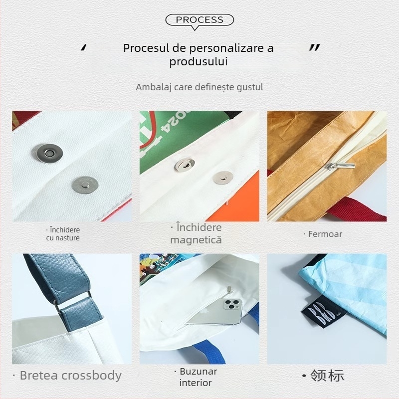 Geantă din hârtie kraft cu logo personalizat, poșetă de umăr și bretea crossbody