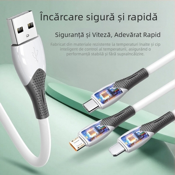 Cablu Type-C anti-bend pentru încărcare rapidă, 100W, cu cupru pur, senzație TPE de silicon, transfer de date