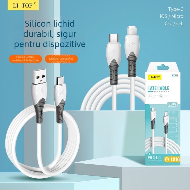 Cablu Type-C anti-bend pentru încărcare rapidă, 100W, cu cupru pur, senzație TPE de silicon, transfer de date