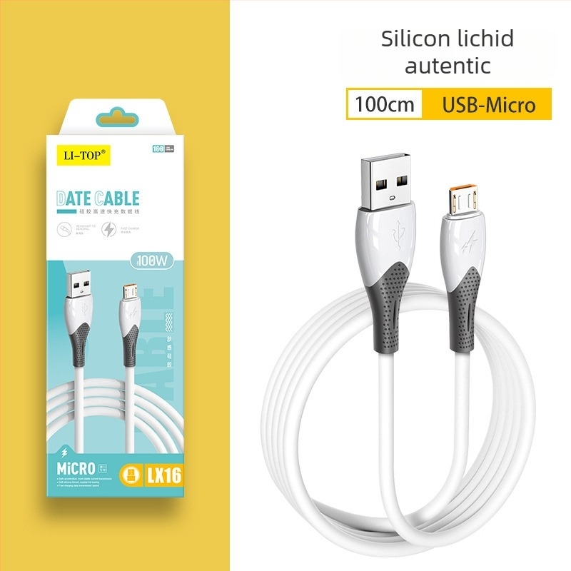 Cablu Type-C anti-bend pentru încărcare rapidă, 100W, cu cupru pur, senzație TPE de silicon, transfer de date