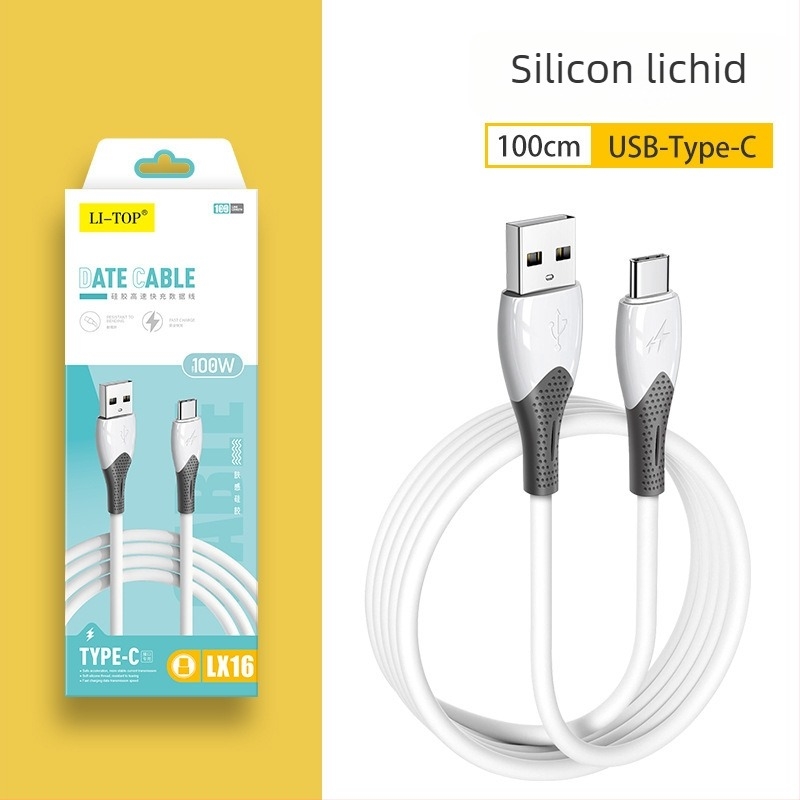 Cablu Type-C anti-bend pentru încărcare rapidă, 100W, cu cupru pur, senzație TPE de silicon, transfer de date