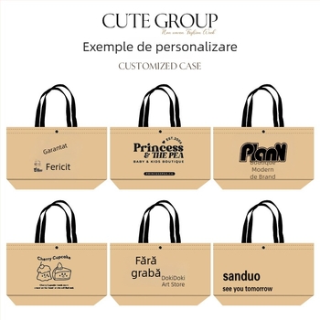 Geantă groasă din hârtie Kraft țesută, stil coreean, geantă simplă de umăr, geantă de cumpărături cu capacitate mare pentru magazine de îmbrăcăminte, geantă universală de cadouri