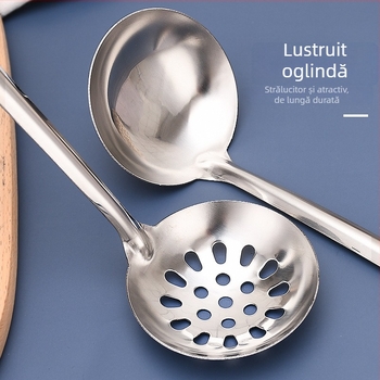 Lingură cu sită din oțel inoxidabil, mâner lung, dimensiuni mici și mari, pentru supe și terci, set bucătărie casă și uz comercial