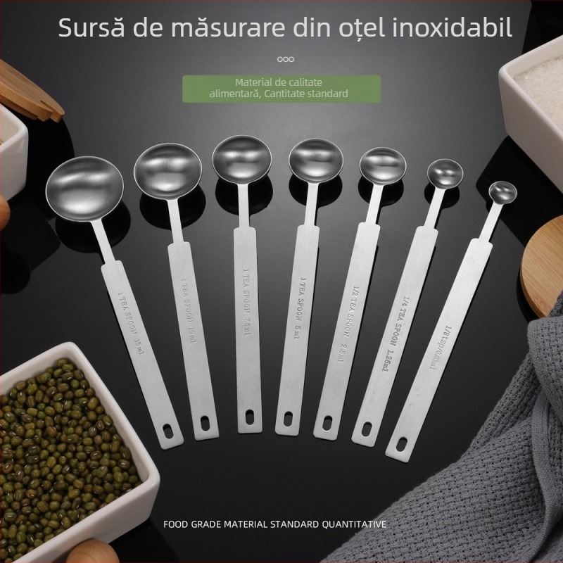 Set de linguri din oțel inoxidabil cu mâner lung: lingură pentru condimente și set de linguri de măsurat pentru coacere, lingură de cafea și linguriță pentru lapte praf