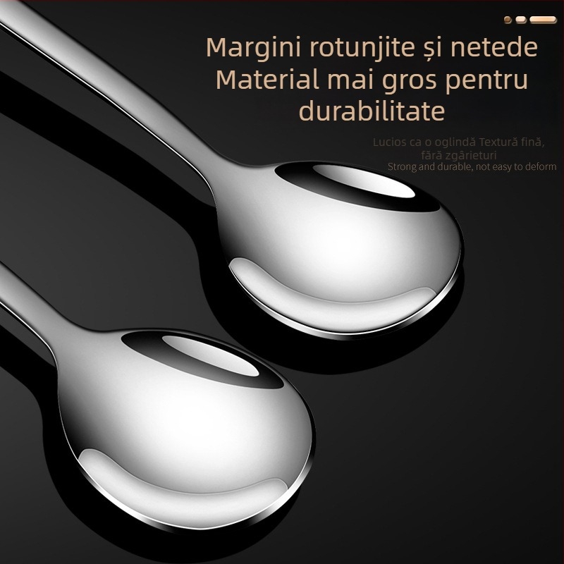 Lingură din oțel inoxidabil 304 cu mâner lung pentru cafea și ceai cu lapte, mâner extins, stil coreean, lingură mică elegantă