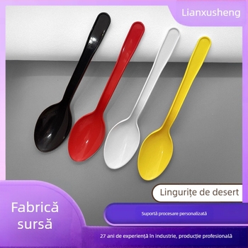 Lingură groasă de desert, de unică folosință, din plastic, pentru budincă și terci, tacâmuri practice pentru a lua la pachet