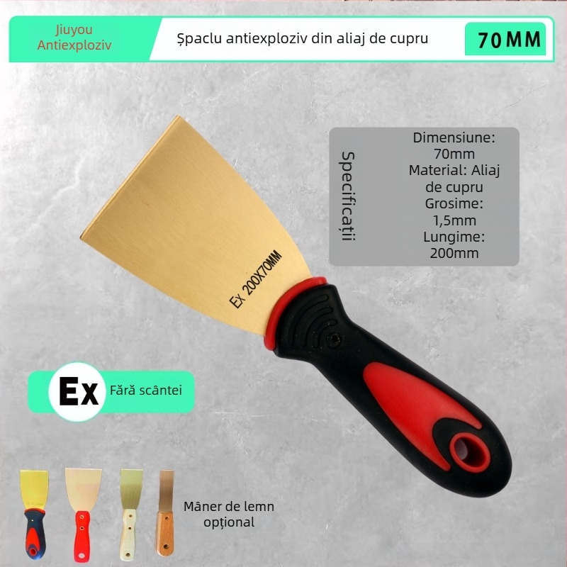Unelte rezistente la explozie, fără scântei, cu mâner din plastic din cupru și alamă: racletă pentru îndepărtarea ruginii, cuțit pentru chit, cuțite pentru chit de 3 și 4 inchi, raclă din cupru