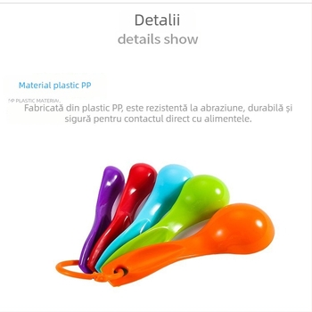 Linguri de măsurare din plastic colorate, set de 5 piese pentru condimente și coacere