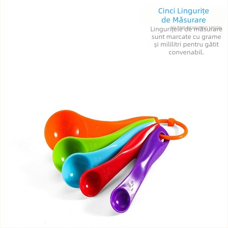 Linguri de măsurare din plastic colorate, set de 5 piese pentru condimente și coacere
