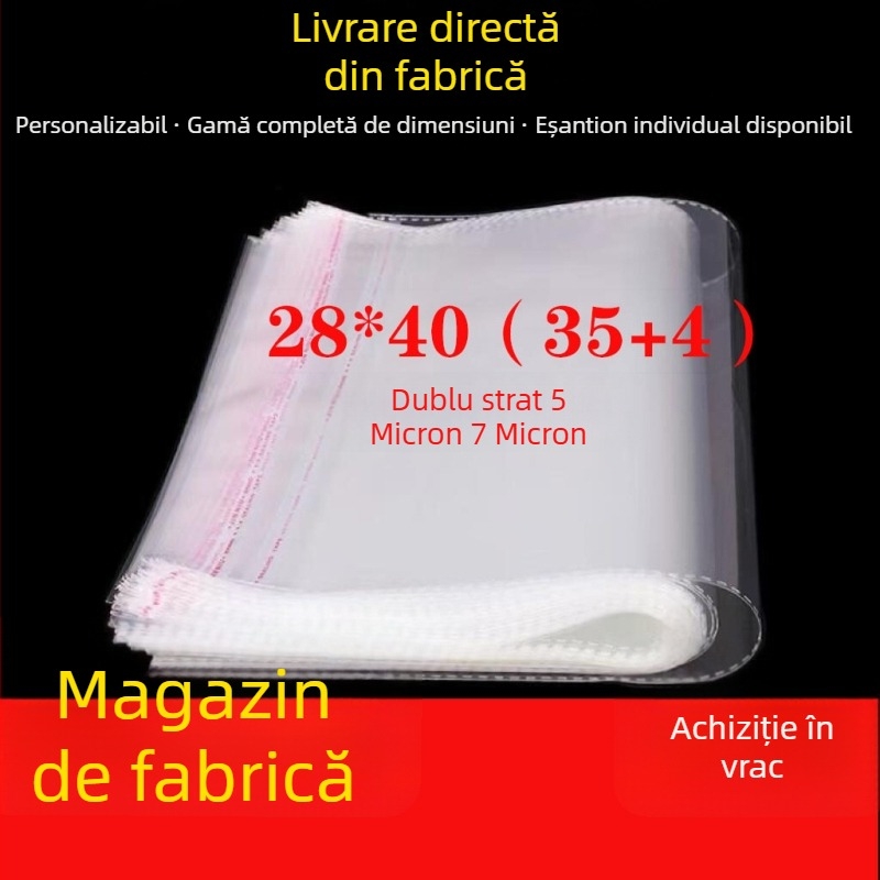 Pungi OPP autoadezive transparente pentru haine, ambalaje din plastic sigilabile, 28×40 cm