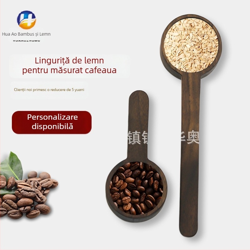 Lingură de măsurare cafea din nuc negru – lemn masiv, lingură cantitativă pentru boabe de cafea, cafea măcinată și cremă de cafea