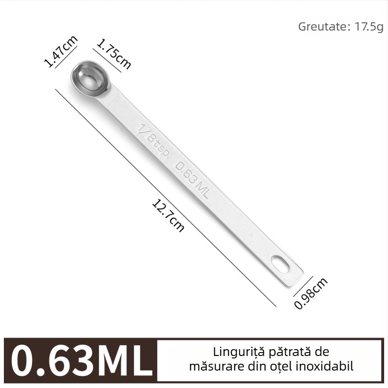 Lingură de măsurat din oțel inoxidabil 304, cu dimensiuni multiple și formă pătrată, pentru cafea și pudră de lapte, ustensilă de copt, cu scară de măsurare pentru sare