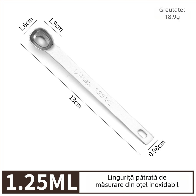 Lingură de măsurat din oțel inoxidabil 304, cu dimensiuni multiple și formă pătrată, pentru cafea și pudră de lapte, ustensilă de copt, cu scară de măsurare pentru sare