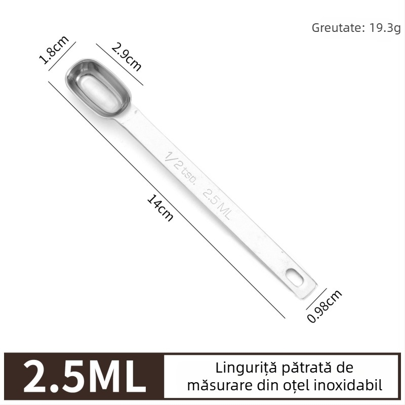 Lingură de măsurat din oțel inoxidabil 304, cu dimensiuni multiple și formă pătrată, pentru cafea și pudră de lapte, ustensilă de copt, cu scară de măsurare pentru sare