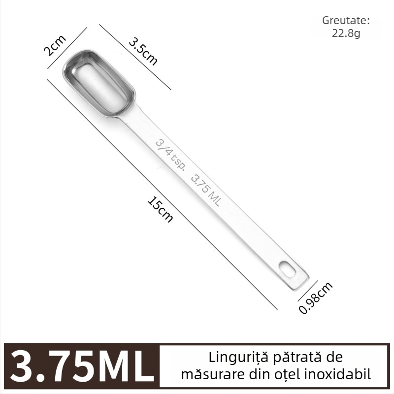 Lingură de măsurat din oțel inoxidabil 304, cu dimensiuni multiple și formă pătrată, pentru cafea și pudră de lapte, ustensilă de copt, cu scară de măsurare pentru sare