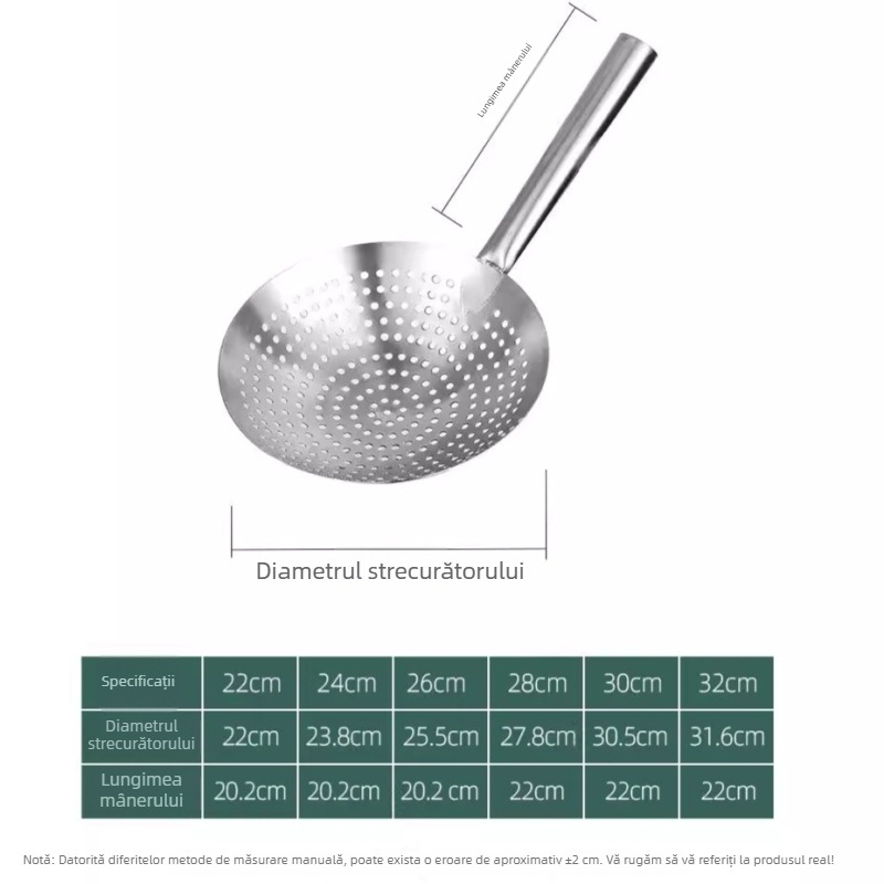 Oțel inoxidabil nemagnetic, strecurător mare pentru prăjit, sită de bucătărie pentru uz casnic și profesional