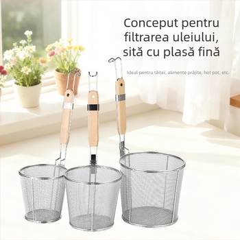 Strecurător pentru tăiței și legume, sită de filtrare, lingură de gătit, oțel inoxidabil 304, strecurător mare pentru oale fierbinți, mâner anti-alunecare