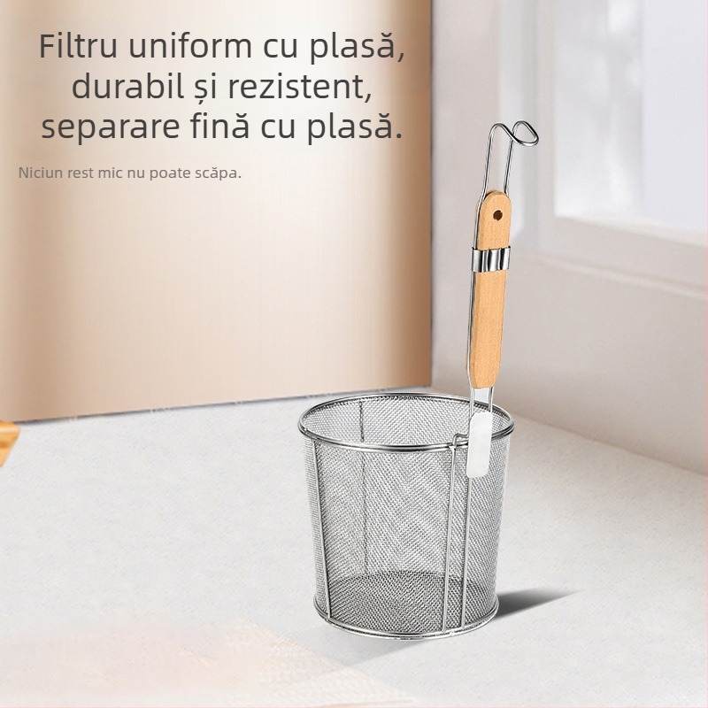 Strecurător pentru tăiței și legume, sită de filtrare, lingură de gătit, oțel inoxidabil 304, strecurător mare pentru oale fierbinți, mâner anti-alunecare
