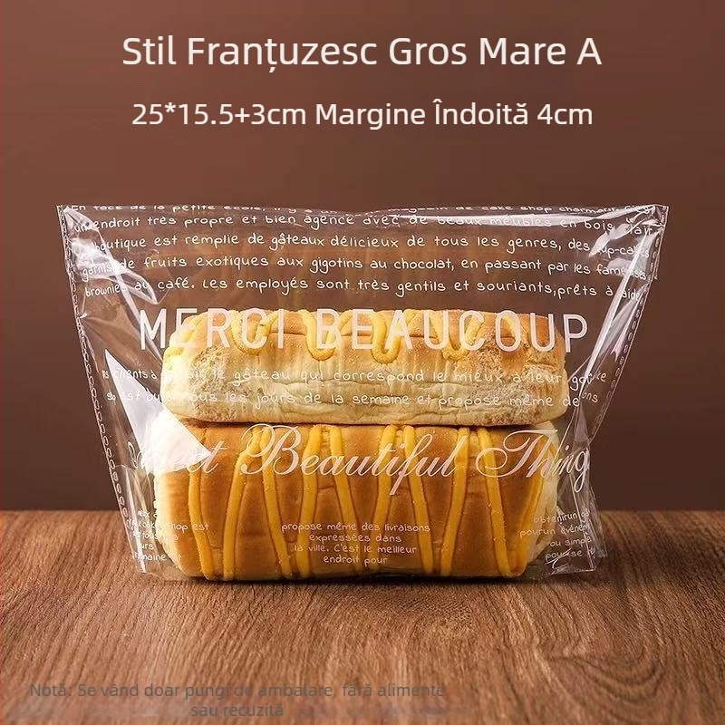 Pungi transparente pentru ambalarea pâinii, bagelilor, gogoșilor și felilor de toast; pungi autoadezive, de unică folosință