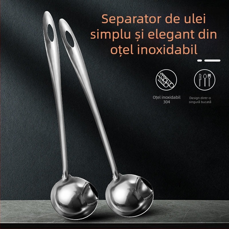 Lingură din oțel inoxidabil 201 pentru separarea uleiului, cu mâner lung, filtrare pentru supă