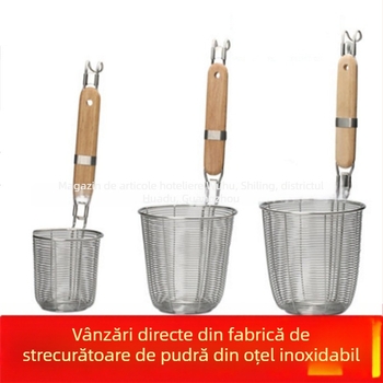 Strecurător din oțel inoxidabil cu plasă fină, mare pentru fierbere și scurgere a tăițeilor