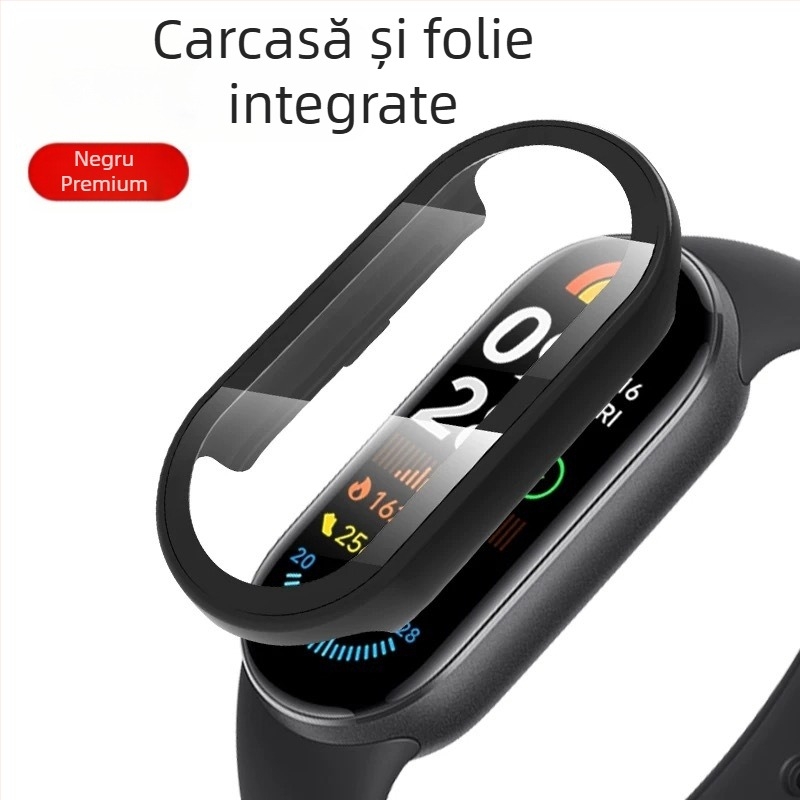 Carcasă protecție integrată cu folie de protecție a ecranului pentru Xiaomi Mi Band 8/9, antiamprentare, ecran complet, PC + sticlă