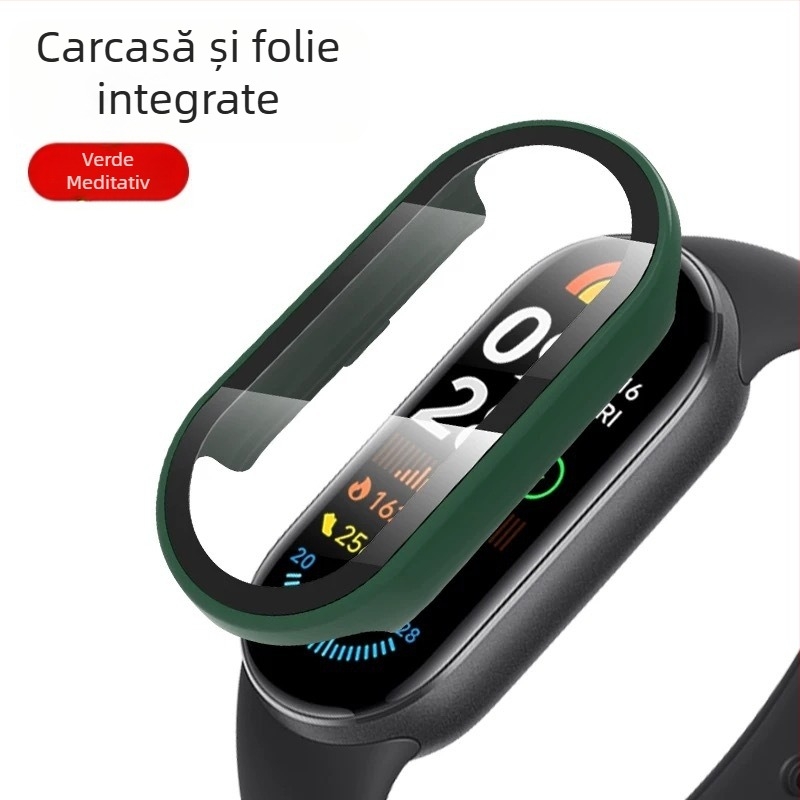 Carcasă protecție integrată cu folie de protecție a ecranului pentru Xiaomi Mi Band 8/9, antiamprentare, ecran complet, PC + sticlă