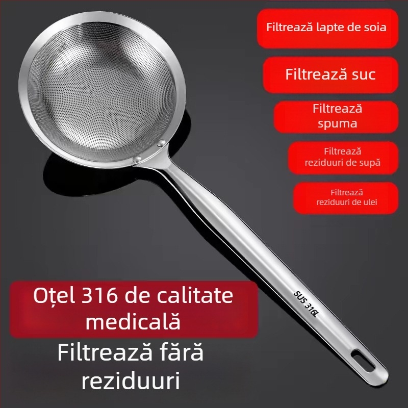 Skimmer din oțel inoxidabil 316, sită fină pentru bucătărie, pentru ulei și spumă
