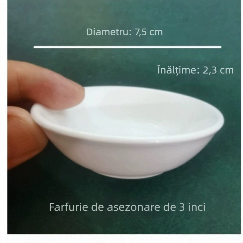 Set de farfurii ceramice albe pentru dipuri și condimente – farfurii mici, rotunde pentru sos de soia, oțet și gustări
