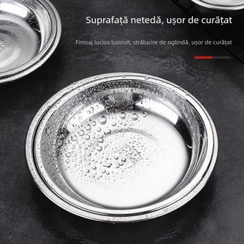 Farfurie rotundă din oțel inoxidabil 304 pentru condimente și sosuri, utilizare casnică; potrivită pentru hot pot, sos de soia și oțet; ideală pentru fructe și deserturi