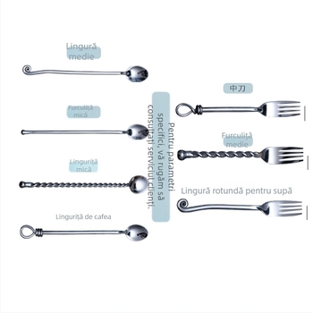 Set tacâmuri din oțel inoxidabil 304 – tacâmuri portabile pentru cafea și desert (cuțit, furculiță și lingură)