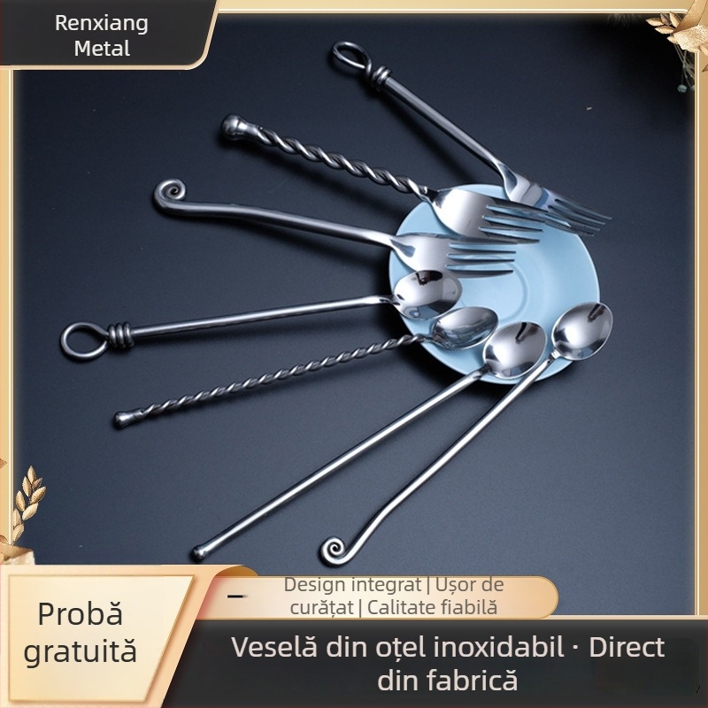 Set tacâmuri din oțel inoxidabil 304 – tacâmuri portabile pentru cafea și desert (cuțit, furculiță și lingură)