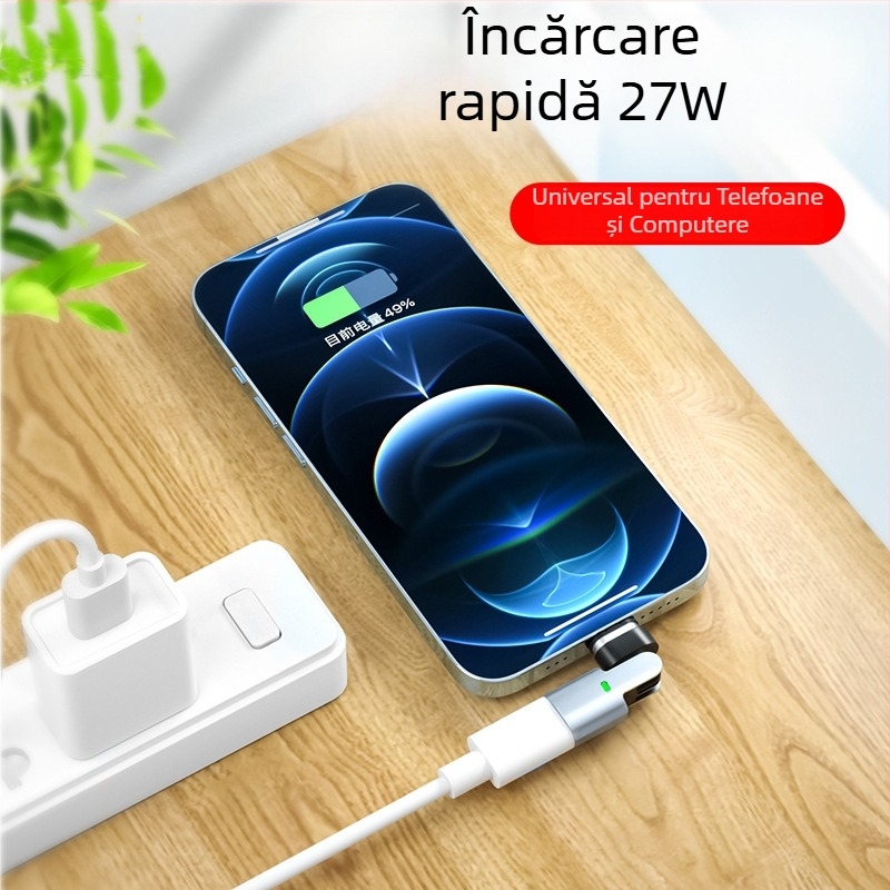 Adaptor magnetic de încărcare rapidă, rotativ, 120W – pentru laptopuri, telefoane, PC-uri și iPad