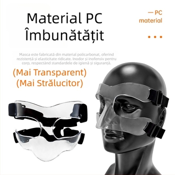 Mască de protecție facială pentru copii, baschet, cu ramă parțială, transparentă