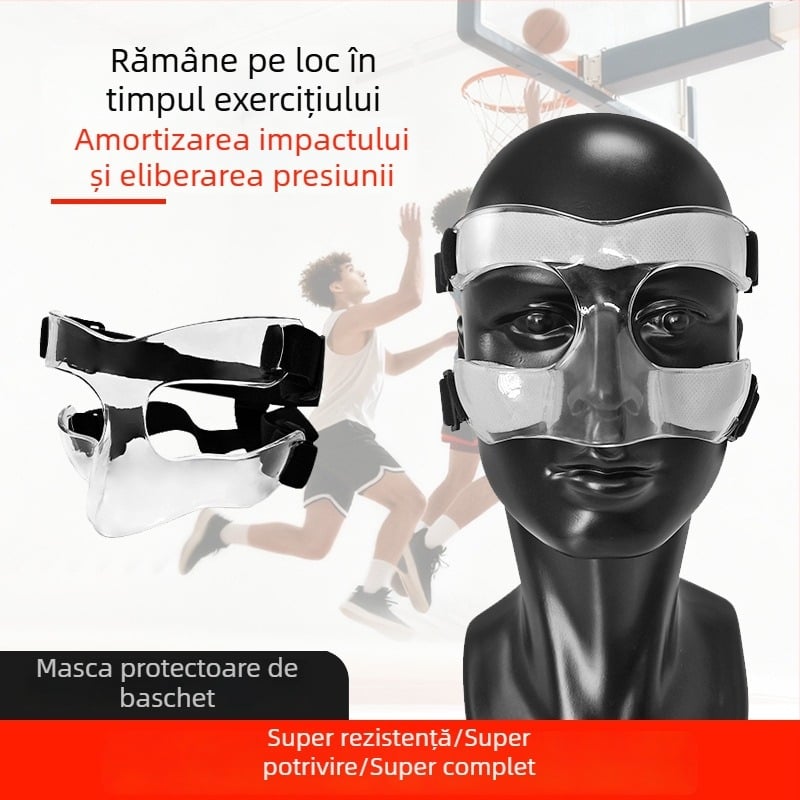 Mască de protecție facială pentru copii, baschet, cu ramă parțială, transparentă