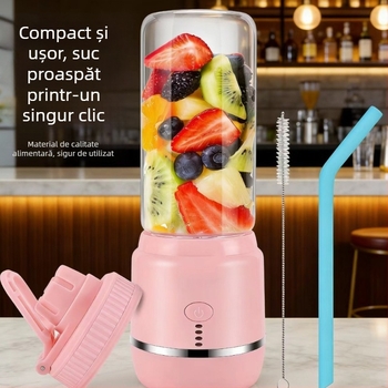 Storcător portabil alimentat cu baterie pentru uz casnic, blender compact pentru fructe și legume, capacitate până la 400 ml
