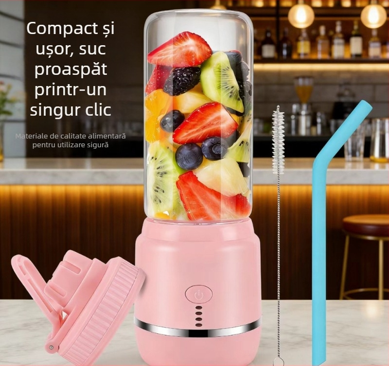 Storcător portabil alimentat cu baterie pentru uz casnic, blender compact pentru fructe și legume, capacitate până la 400 ml