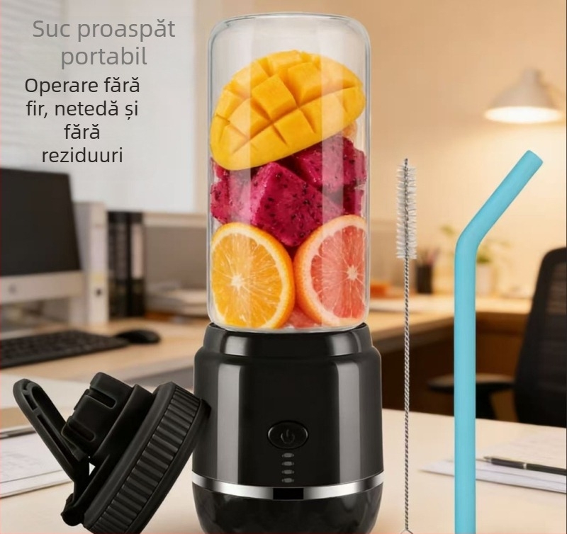 Storcător portabil alimentat cu baterie pentru uz casnic, blender compact pentru fructe și legume, capacitate până la 400 ml