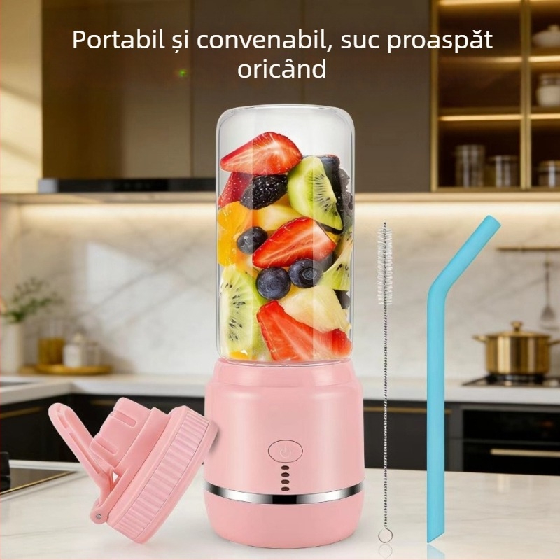 Storcător portabil alimentat cu baterie pentru uz casnic, blender compact pentru fructe și legume, capacitate până la 400 ml