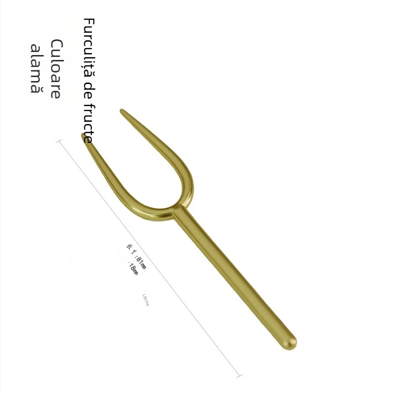 Furculițe din metal ecologice pentru fructe, alamă turnată în culoare naturală, furculițe pentru ceai cu prăjituri, furculițe pentru blocuri de ceai, furculițe de desert, veselă de masă