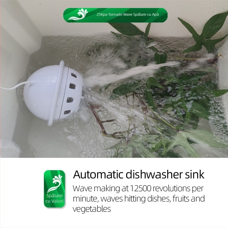 Curățitor ultrasonic pentru fructe și legume, mini, fără instalare, pentru chiuveta din bucătărie, curățare automată
