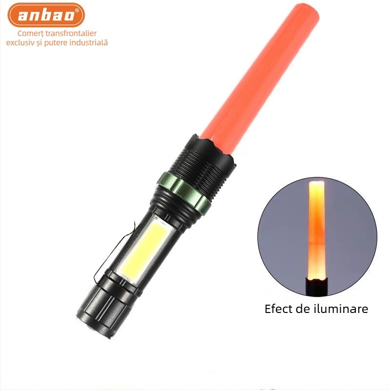 Lanternă USB reîncărcabilă, lumină puternică LED roșie pentru trafic și semnalizare, bețișor fluorescent pentru atmosferă