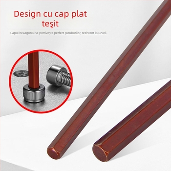 Cheie Allen în formă de T din oțel S2, cu duritate înaltă, mâner, cheie hexagonală internă și șurubelniță cu cap plat