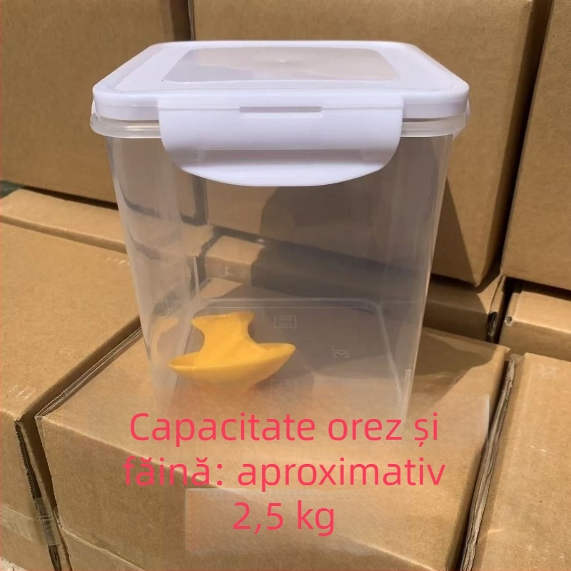 Container de depozitare a alimentelor pentru uz casnic, recipient pentru hrana pisicilor și câinilor, recipient etanș pentru produse uscate, orez, făină și detergent de rufe