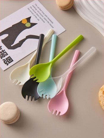 Lingură și furculiță de unică folosință din plastic, cu suprafață mată, mai groase, ambalate individual