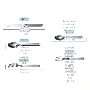 Set tacâmuri din oțel inoxidabil 430 – portabil, tacâmuri vestice pentru steak și salată