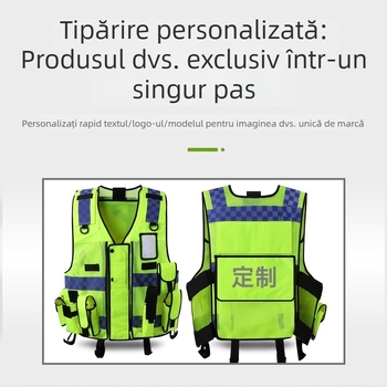 Shengchi Vestă reflectorizantă de siguranță pentru trafic și gestionarea drumurilor — set de opt piese, patrulare nocturnă, geacă multifuncțională