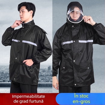 Set impermeabil din două piese pentru adulți: impermeabil, reflectorizant, pentru drumeții și ciclism