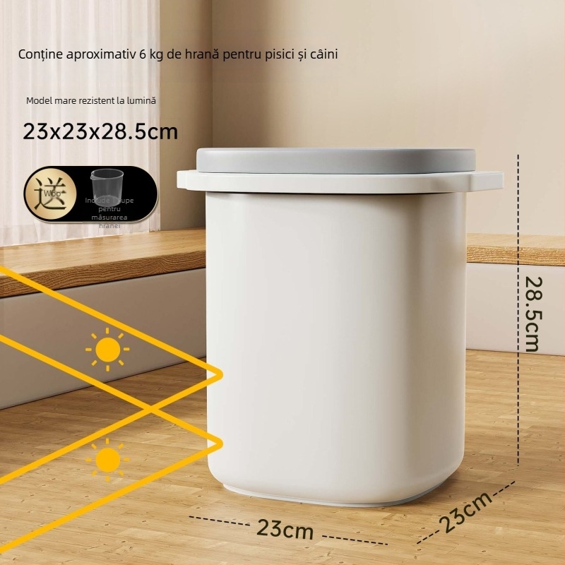 Container pentru hrană de animale de companie, sigilat cu vid, pentru hrană de pisică și câine, rezistent la umezeală și mucegai, protecție împotriva luminii (3L/6L)