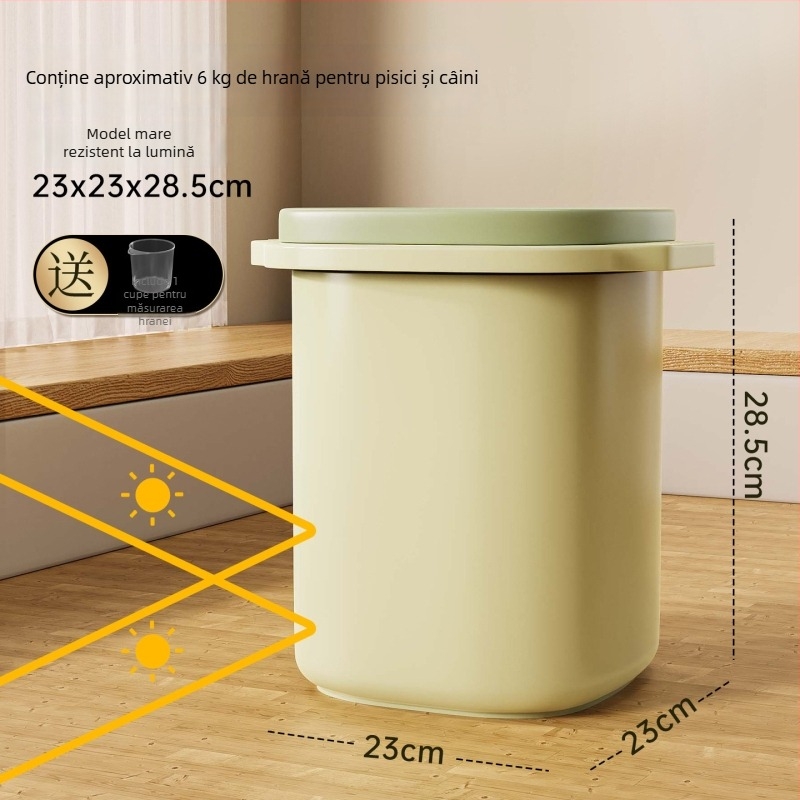 Container pentru hrană de animale de companie, sigilat cu vid, pentru hrană de pisică și câine, rezistent la umezeală și mucegai, protecție împotriva luminii (3L/6L)